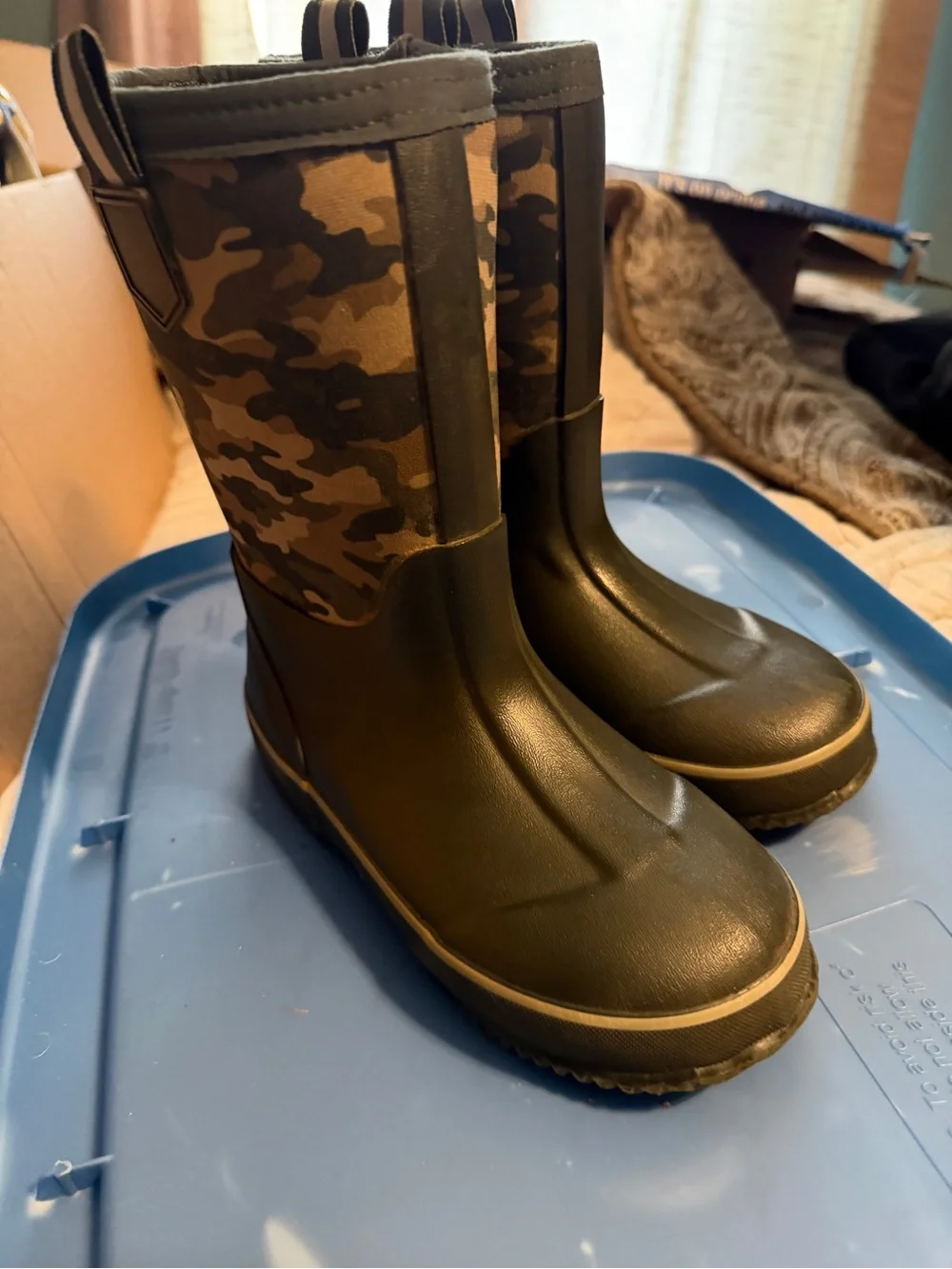 Lands' End Kids' Camo Rain & Snow Boots - Olive Green