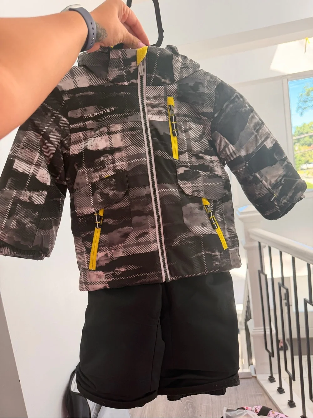 Sorel Kids Black, Blue & Yellow Snow Boots & snow gear.