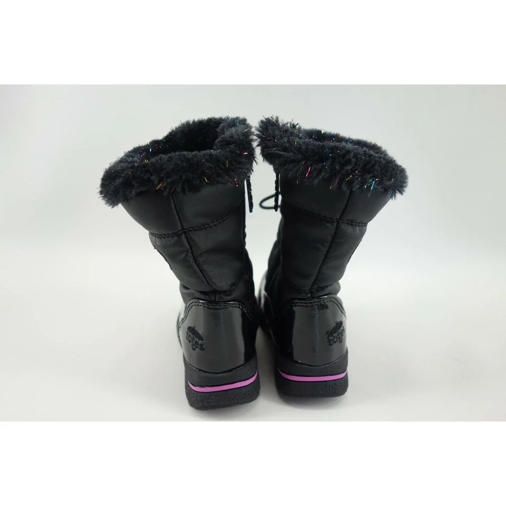 Totes Mindy Hearts Black Pink Toddler Girls Snow Boots‎ Size 6M