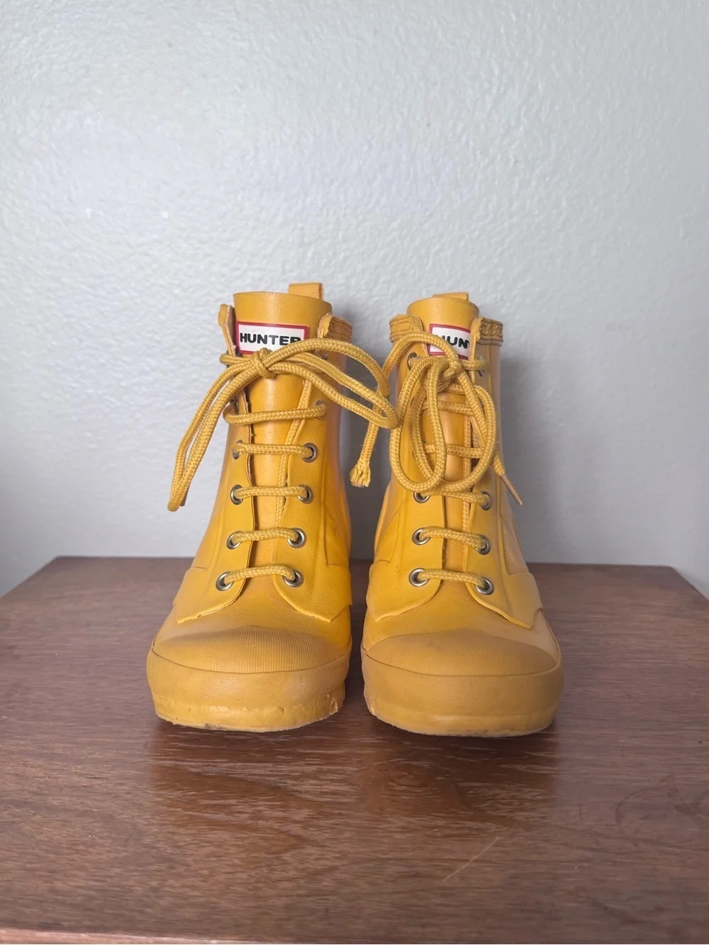 Hunter Yellow Original Play Lace Up Rain Boots Size 1