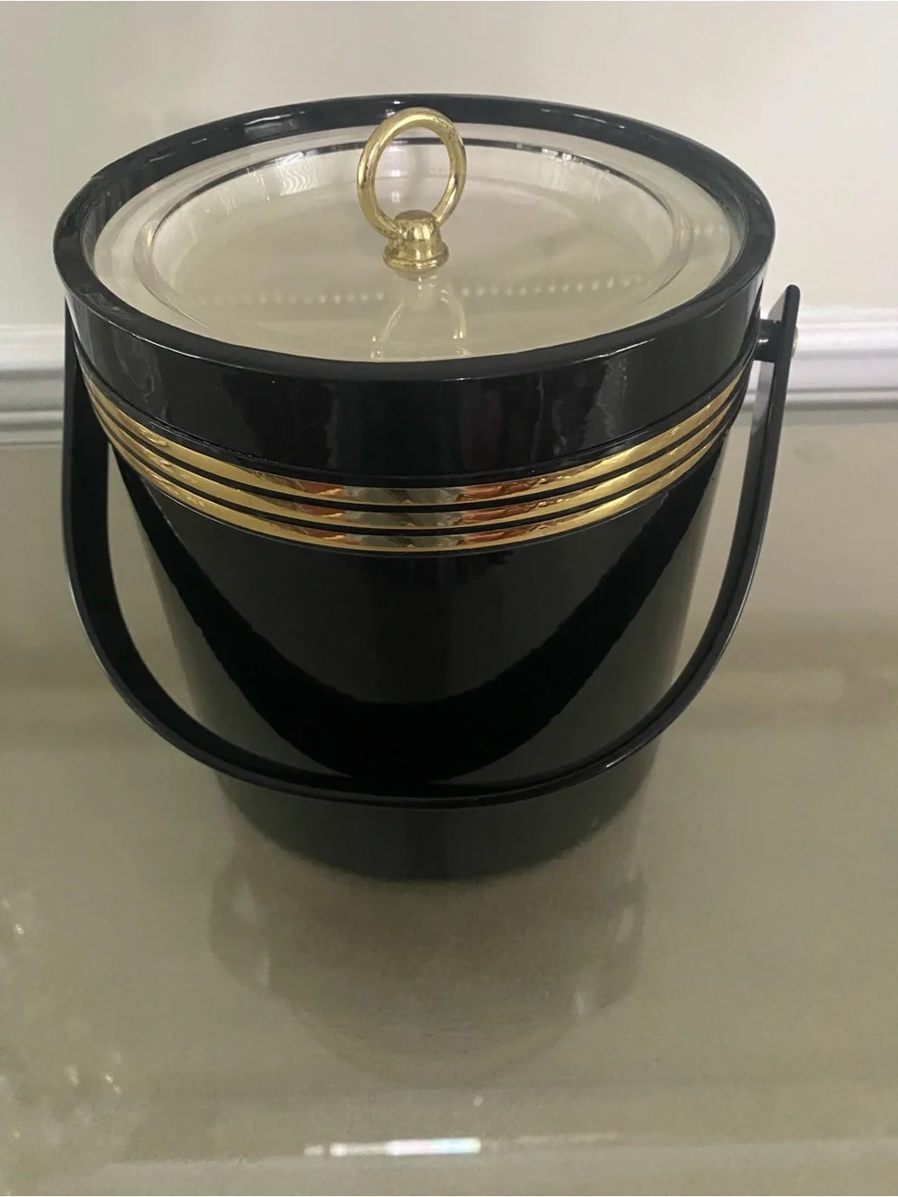 Black and Gold Decorative Ice Bucket with Handle