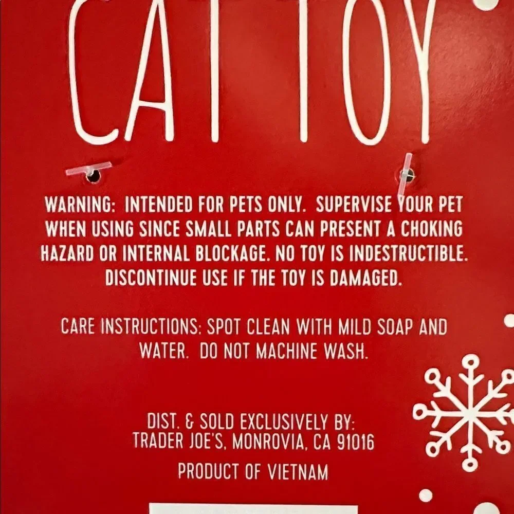 Trader Joe's Cat Toy with Red and Brown Mouse Design Holiday Festive