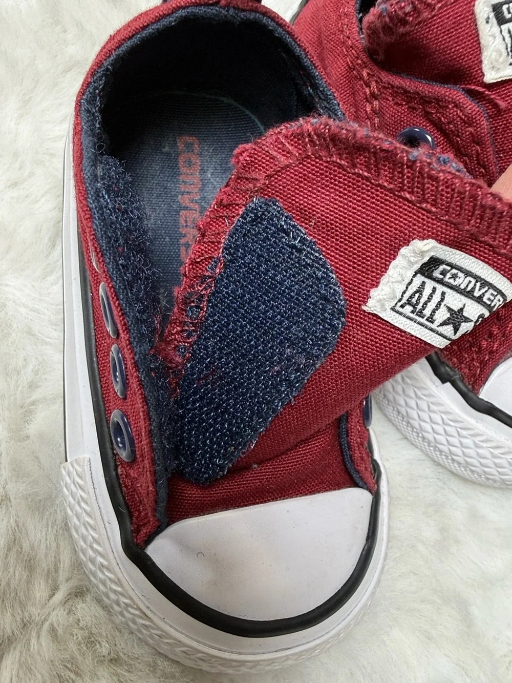 Converse Chuck Taylor All Star Easy On Infant Sz 2 Red Slip On Hook Loop Sneaker