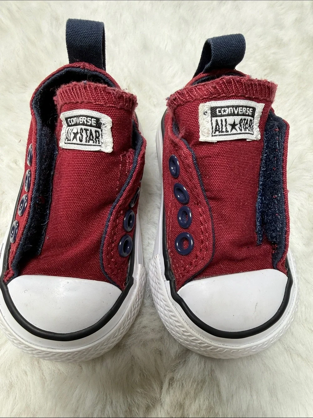 Converse Chuck Taylor All Star Easy On Infant Sz 2 Red Slip On Hook Loop Sneaker