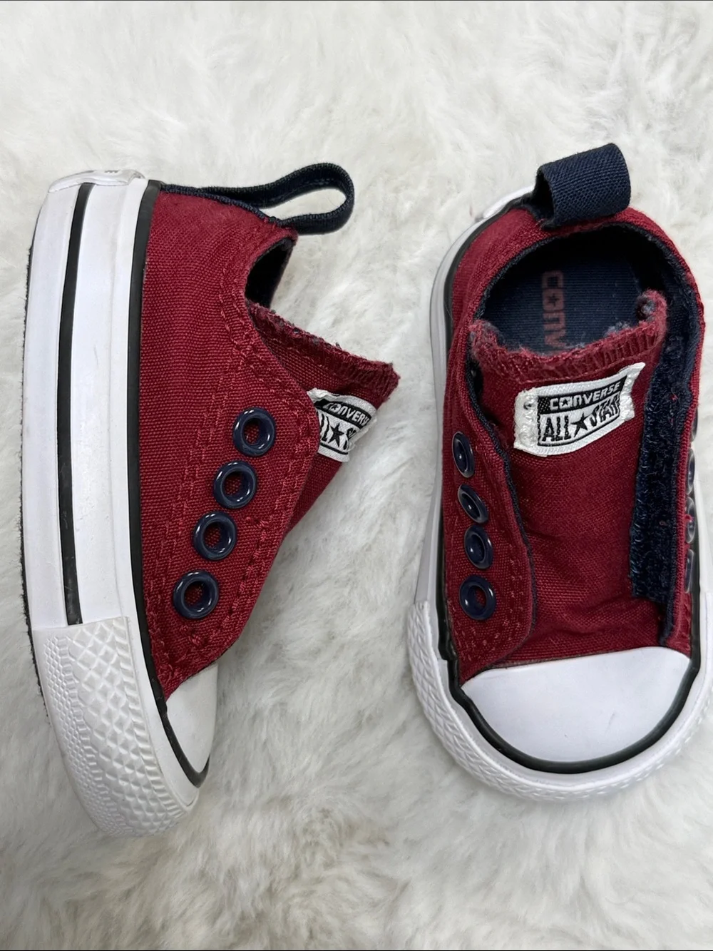 Converse Chuck Taylor All Star Easy On Infant Sz 2 Red Slip On Hook Loop Sneaker
