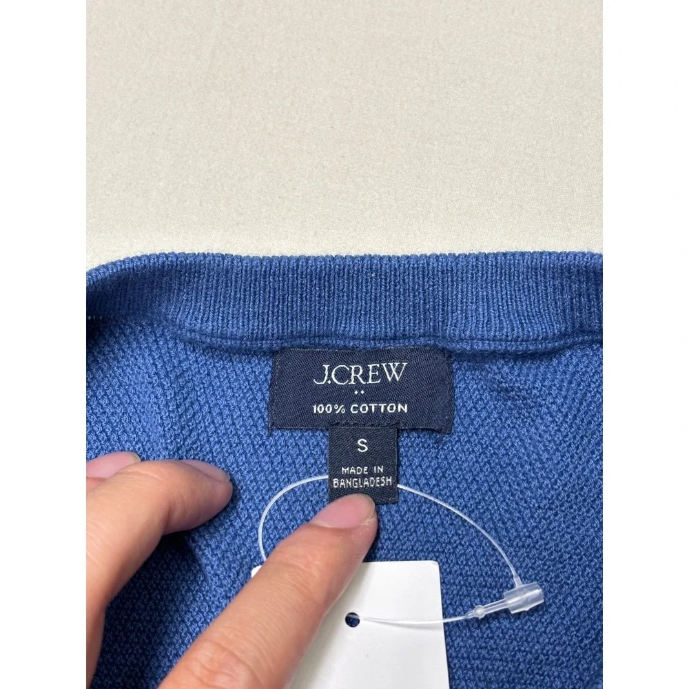 NWT J.Crew Mens Blue 100% Cotton moss-stitch Crewneck Sweater CQ757 Small