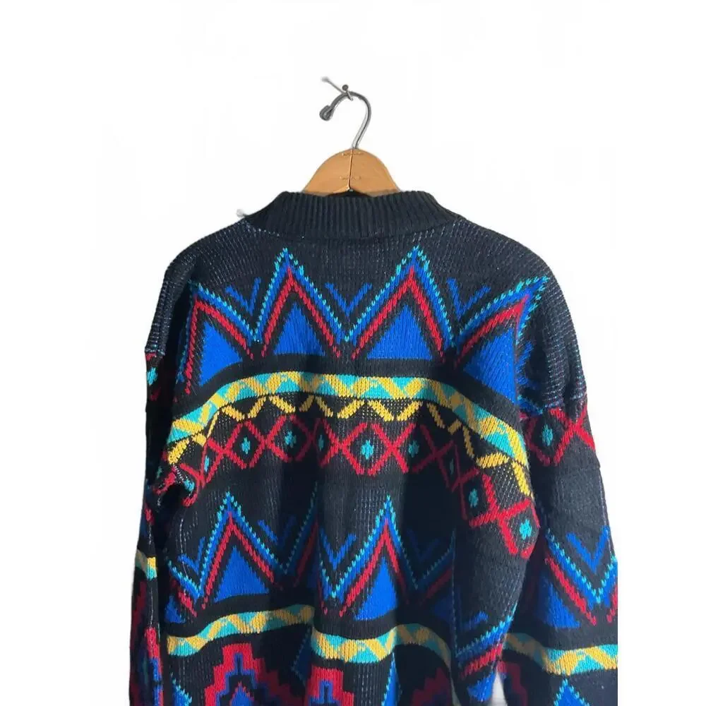 Vintage In Resource/Doris Skis Sweater with Bold Geometric Pattern Large