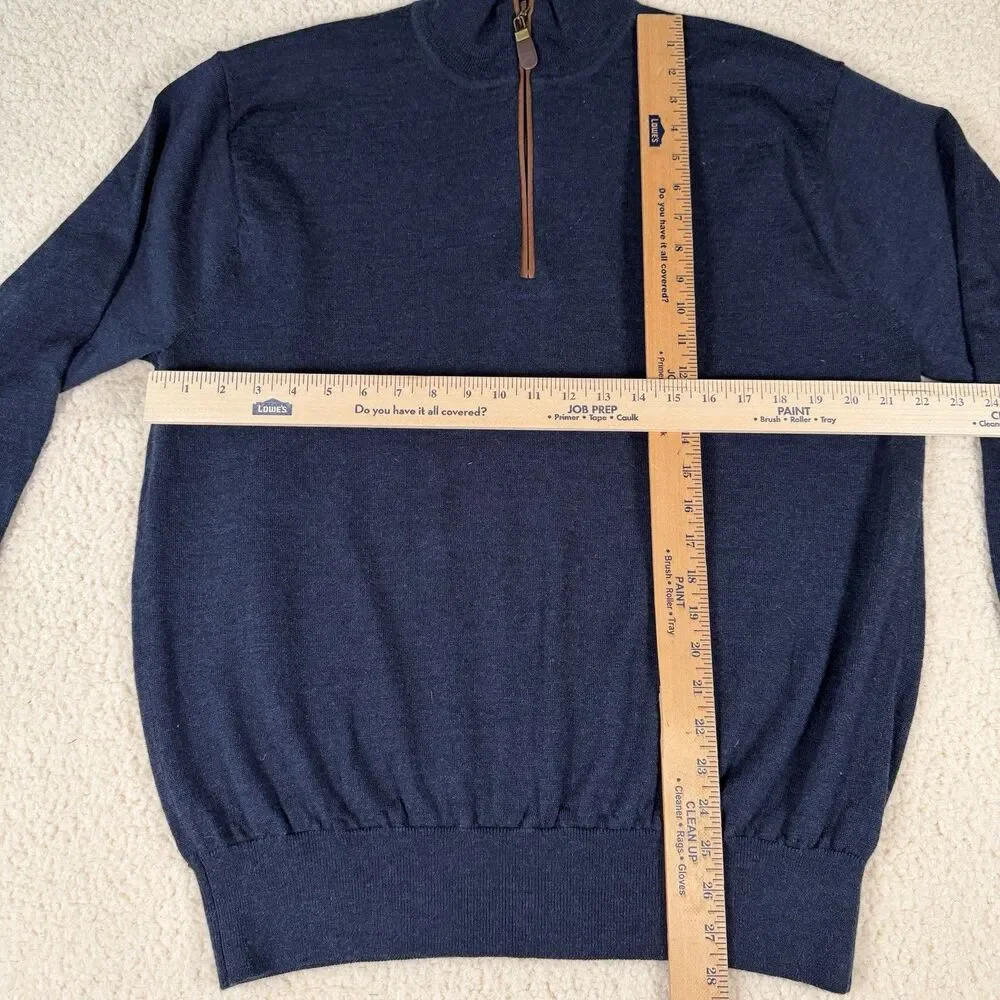 Orvis Sweater Mens Xl 1/4 Zip Long Sleeve pullover 100% Merino Wool Navy Blue