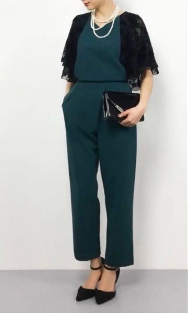 Rose Bud Lace Ruffle Sleeve Set Up - Green, Size S - Wedding Guest Outfit