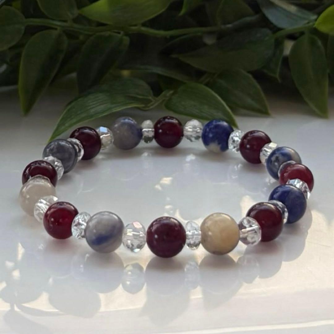 Natural Stone Bracelet Blue Garnet Power Stone Bracelet No. 243