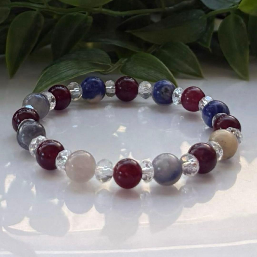 Natural Stone Bracelet Blue Garnet Power Stone Bracelet No. 243