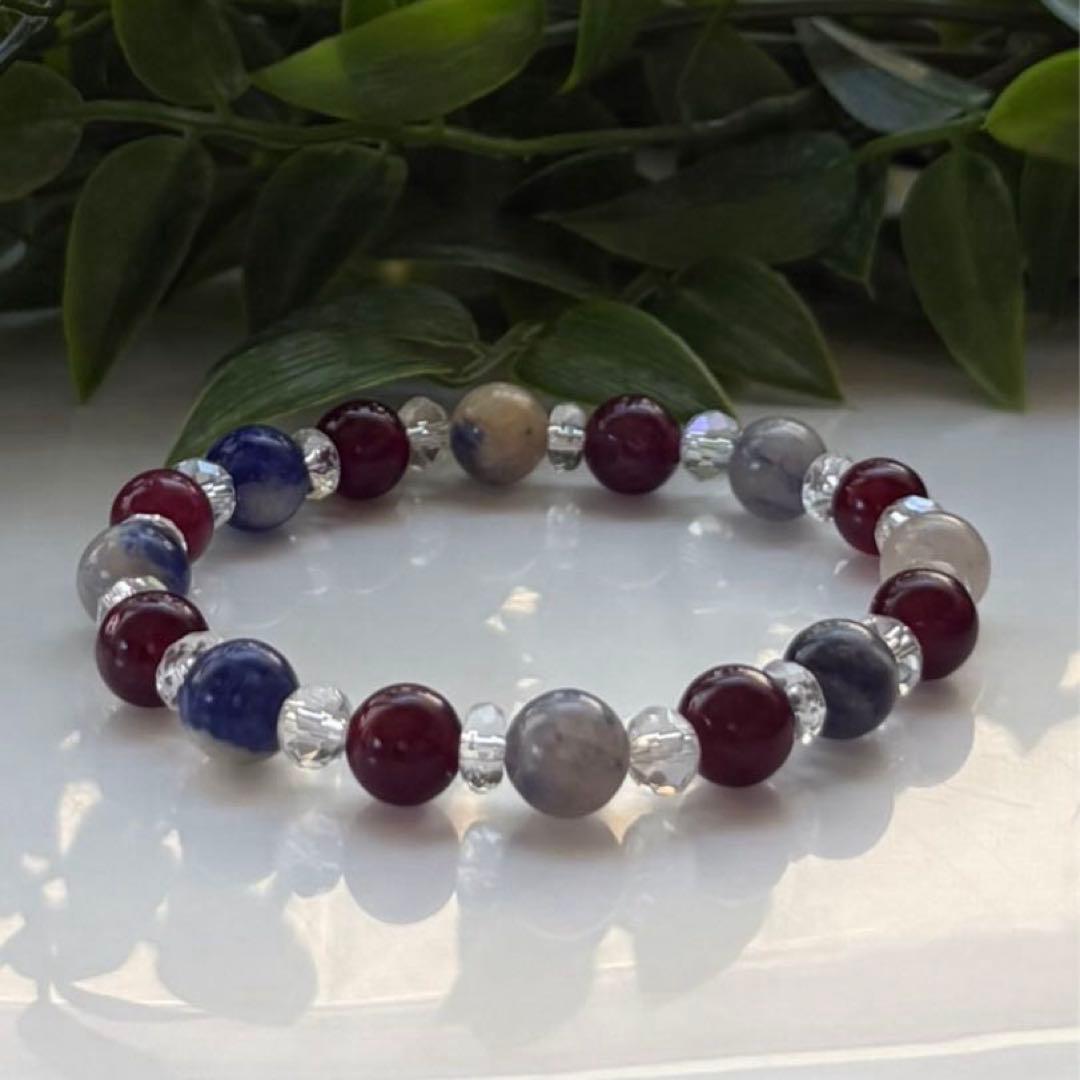 Natural Stone Bracelet Blue Garnet Power Stone Bracelet No. 243