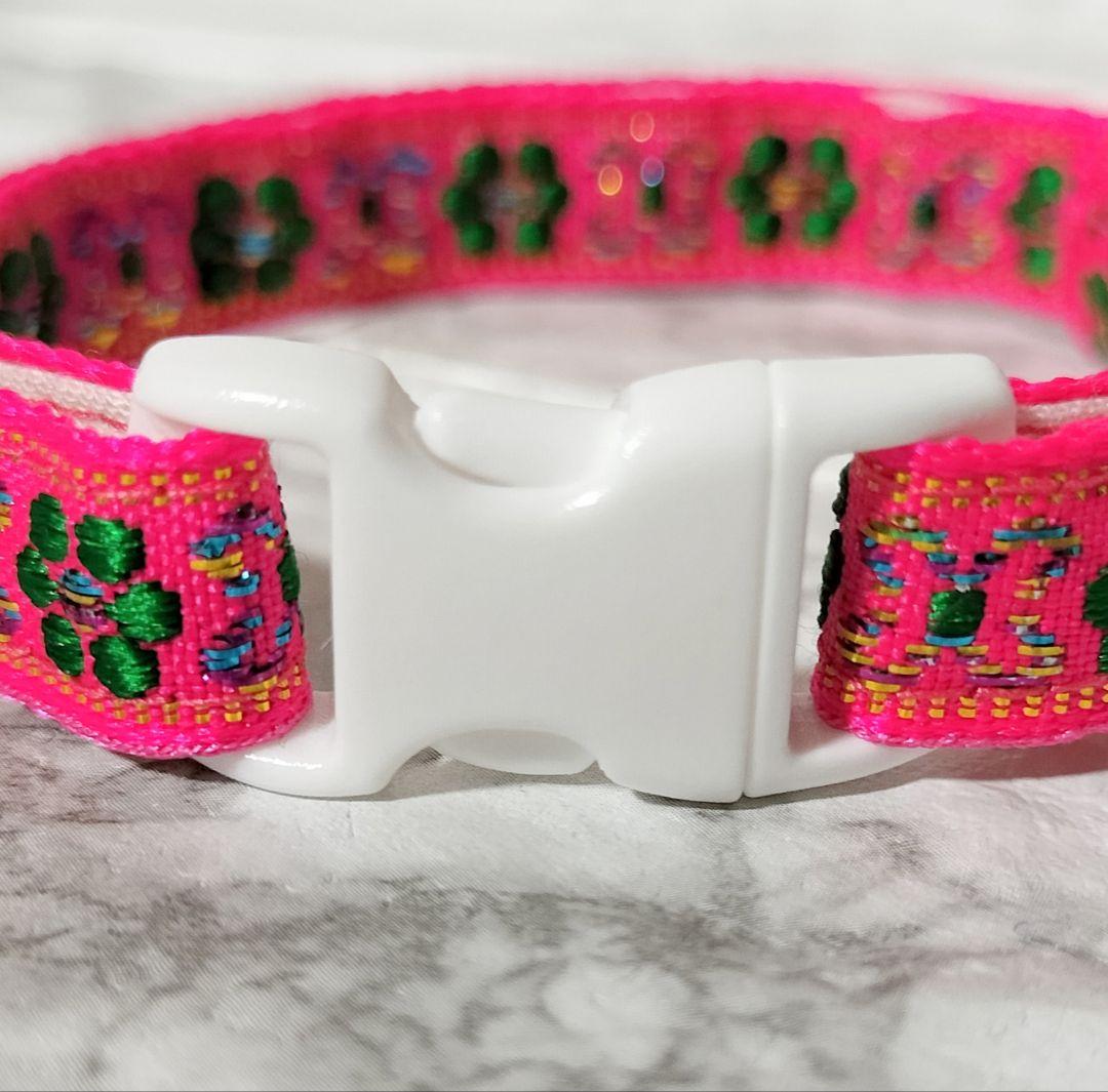 #1760 Handmade Cat Collar - Hmong Embroidery Tinsel Tape *Red