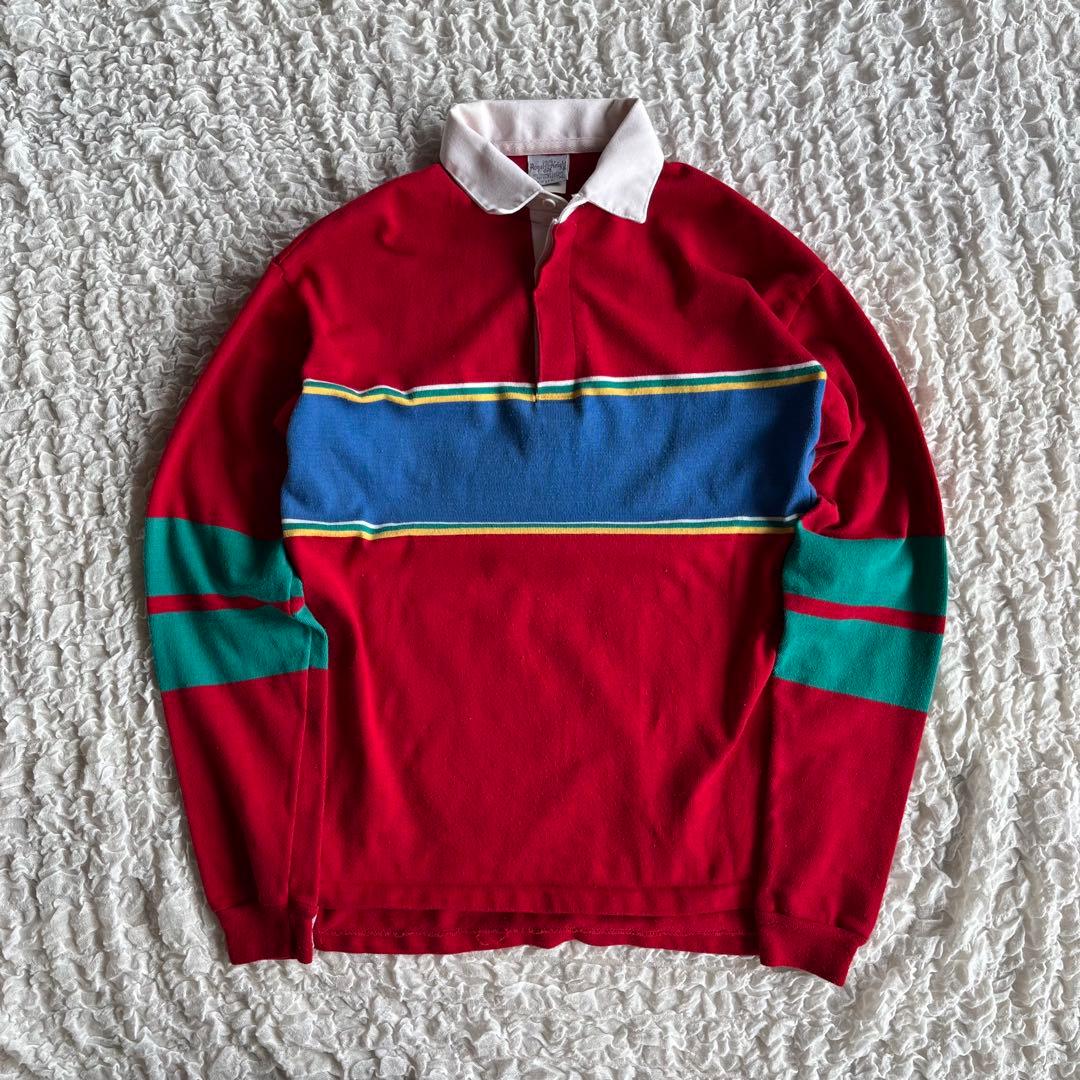 Made in USA 70s Royal Knight Multi-line Rugby Shirt XL
