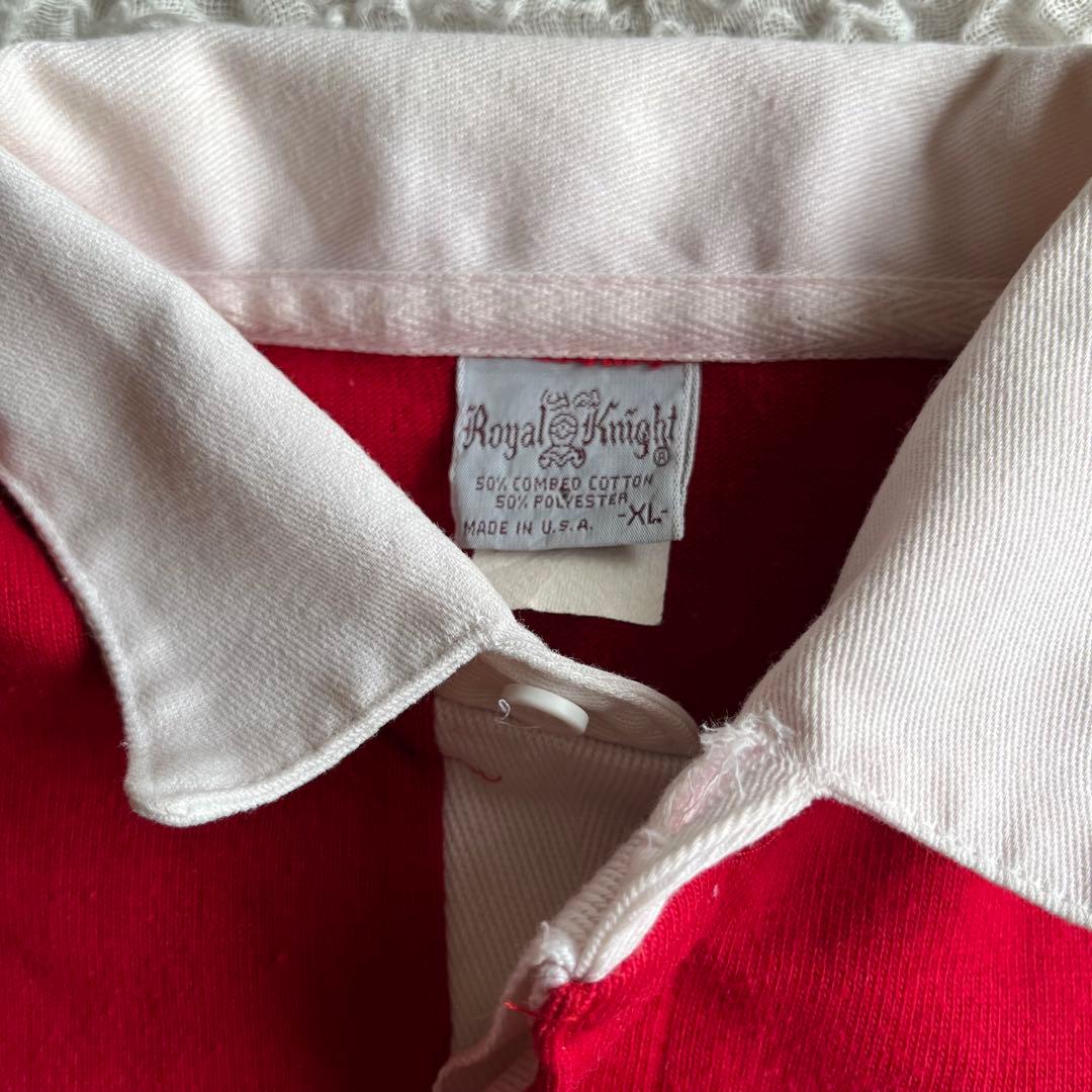 Made in USA 70s Royal Knight Multi-line Rugby Shirt XL