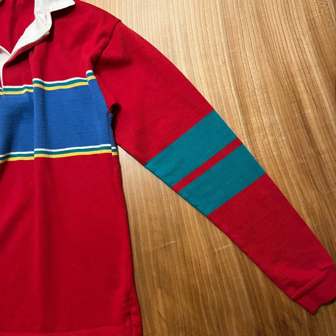 Made in USA 70s Royal Knight Multi-line Rugby Shirt XL