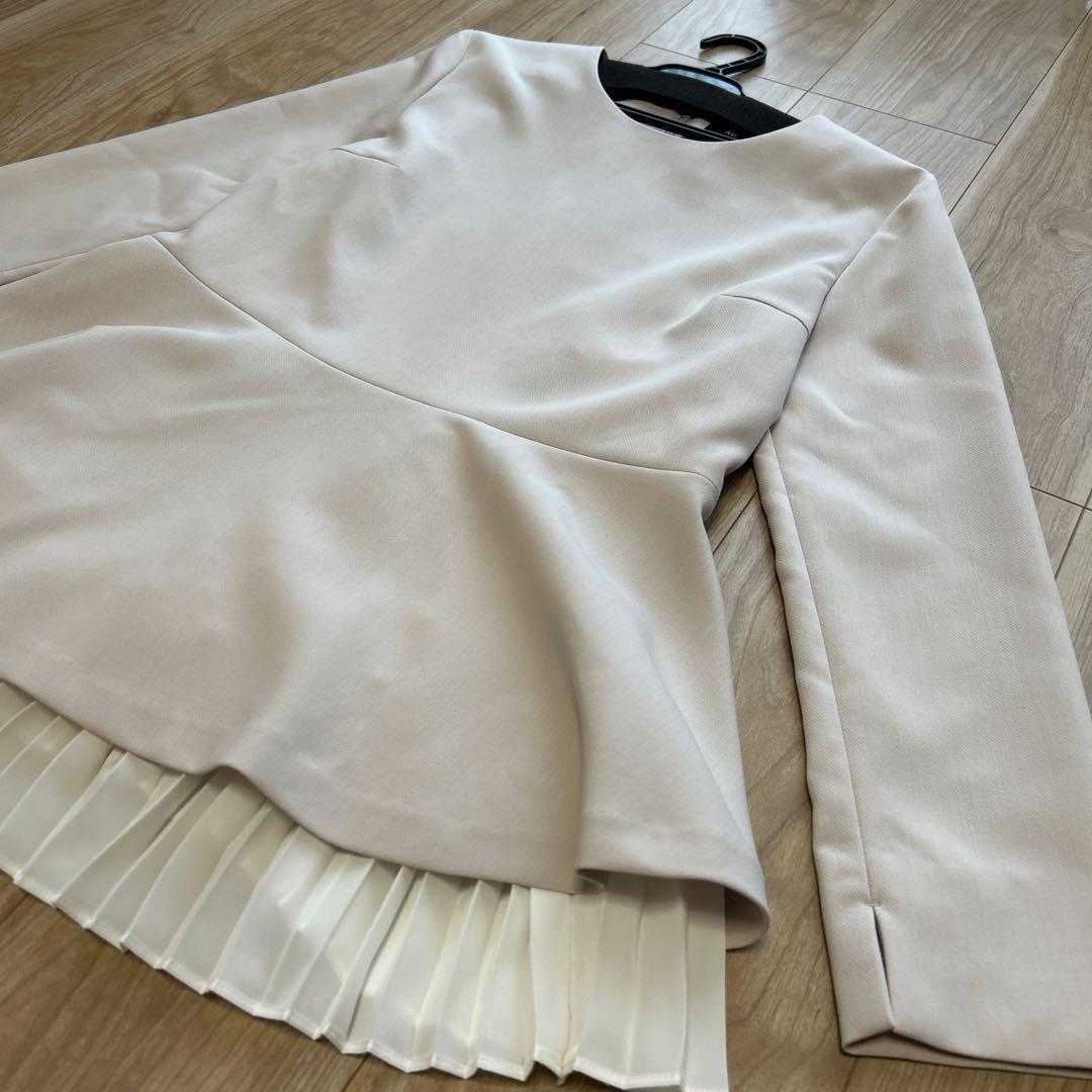 【New Unused】PLST Double Cloth Pleated Layered Setup Beige M