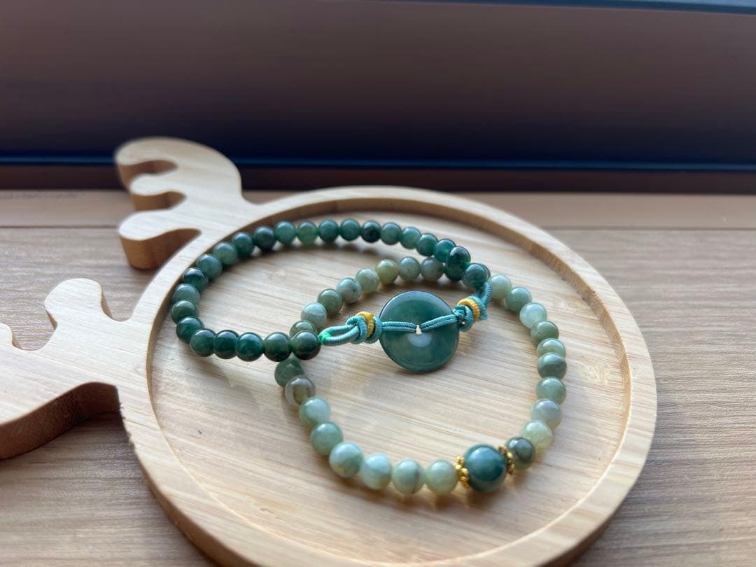 Jade Green Beaded Bracelet Set of 2