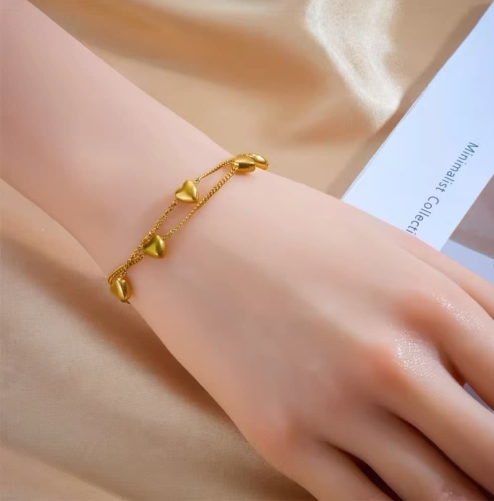 Surgical Stainless Steel Popular ♡ Trendy Bracelet Gold Plenty of Hearts
