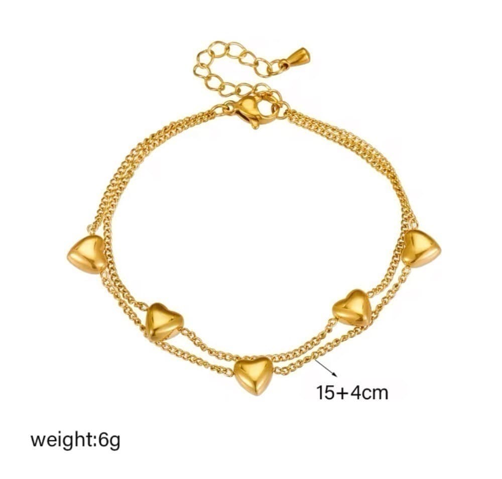 Surgical Stainless Steel Popular ♡ Trendy Bracelet Gold Plenty of Hearts