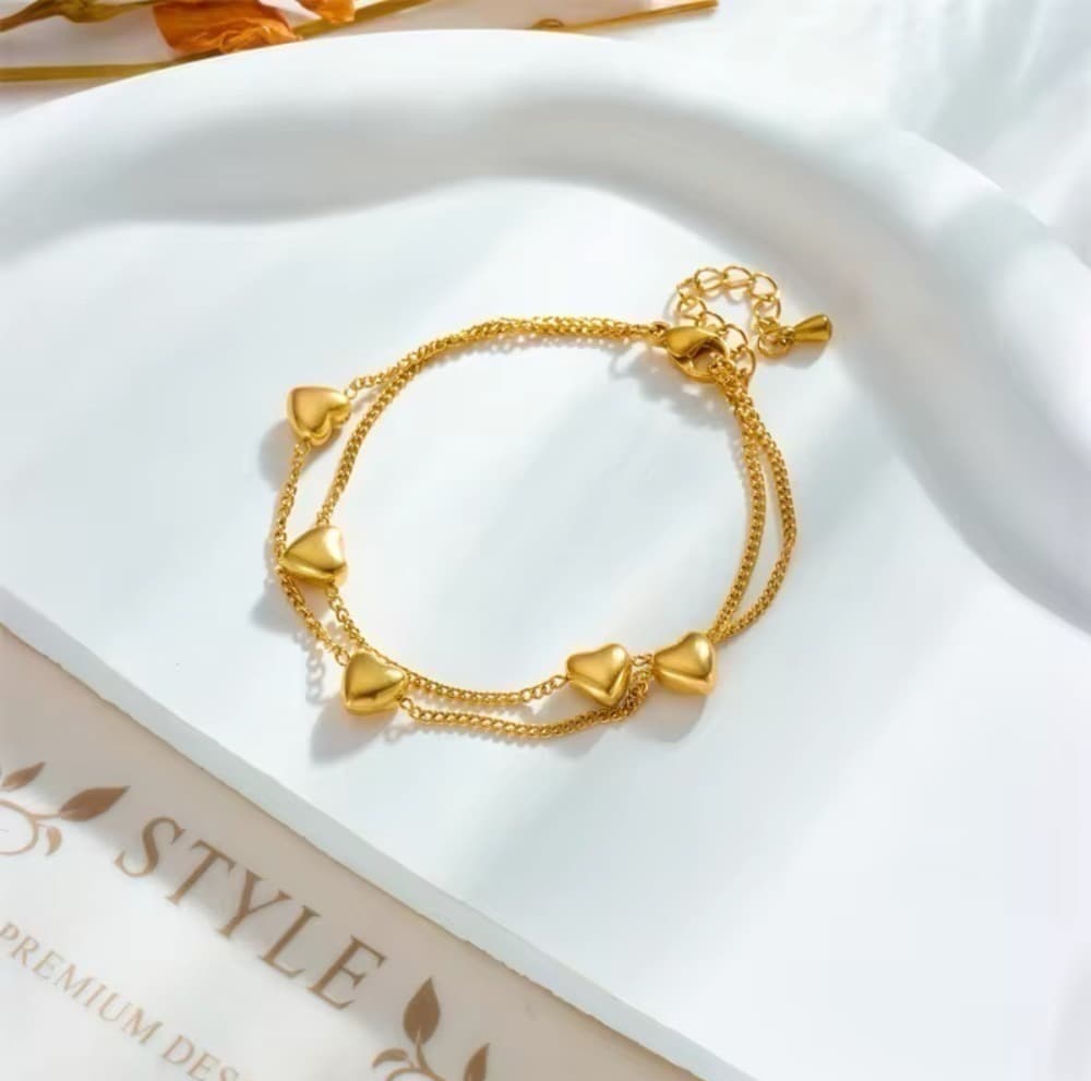 Surgical Stainless Steel Popular ♡ Trendy Bracelet Gold Plenty of Hearts