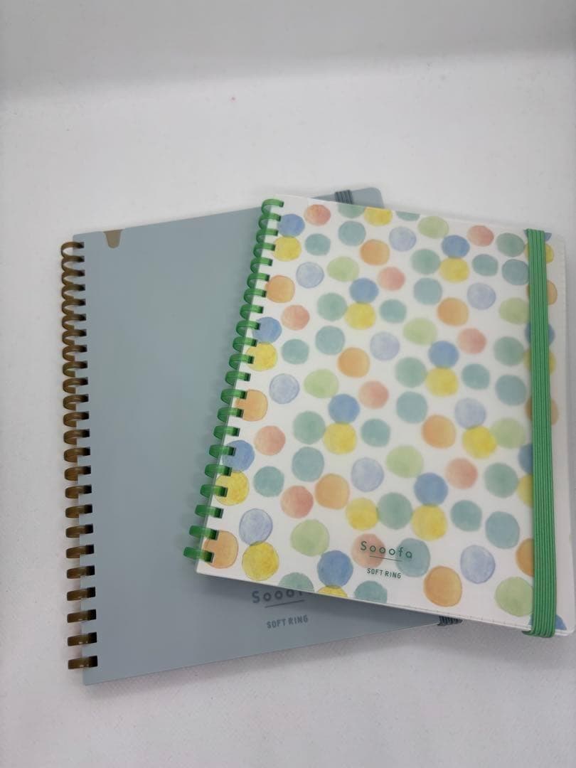 Soofa Notebook, Blue, Memo Pad with Closure Band, Grid Paper, Polka Dot, Set of 2