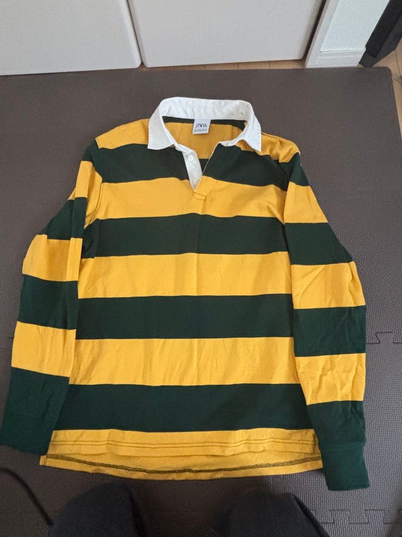 ZARA Rugby Shirt - Green and Yellow Stripes