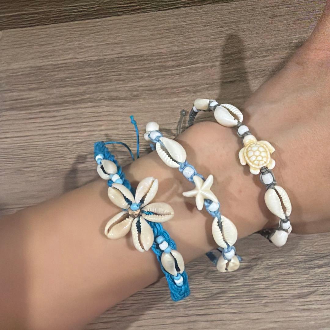 Enoshima Seashell Starfish Turtle Bracelet 3-Piece Set