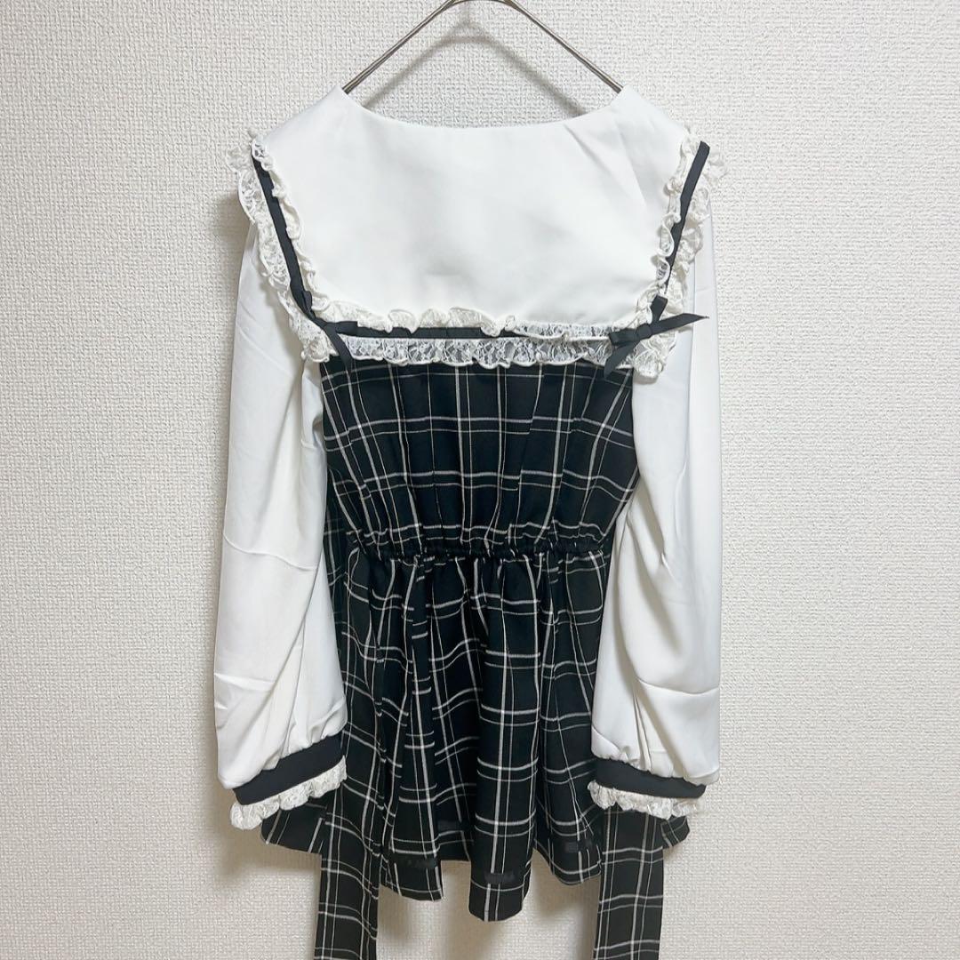LIZLISA Sailor Collar Setup - Black Check Only