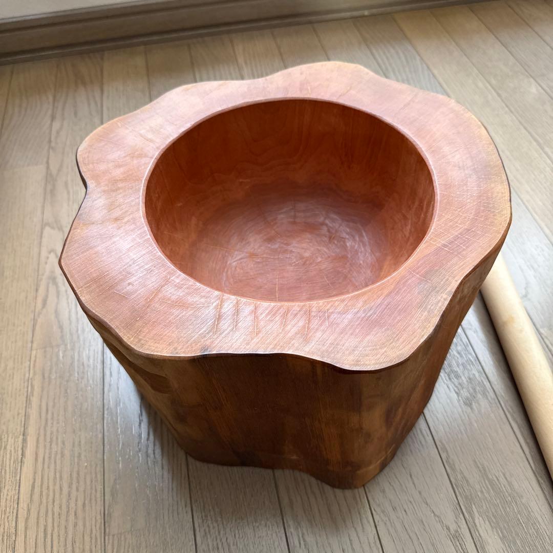 For Ku-neru-sama: Mini Mortar and Pestle Set, Natural Wood, for Mochi Making